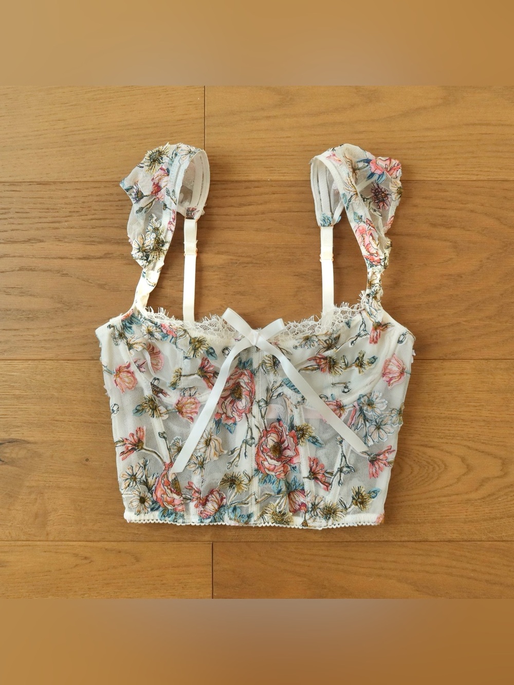 Victoria's Secret Dream Angels White Floral Lace-Trim Camisole